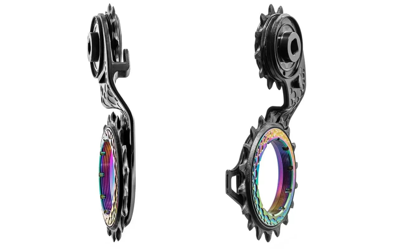 ABSOLUTEBLACK HOLLOWCAGE CARBON-CERAMIC OVERSIZED DERAILLEUR PULLEY PVD RAINBOW BLACK - COMPATIBLE WITH SRAM RED/ FORCE AXS ONLY CYCLING SYDNEY AUSTRALIA BIKE SHOP