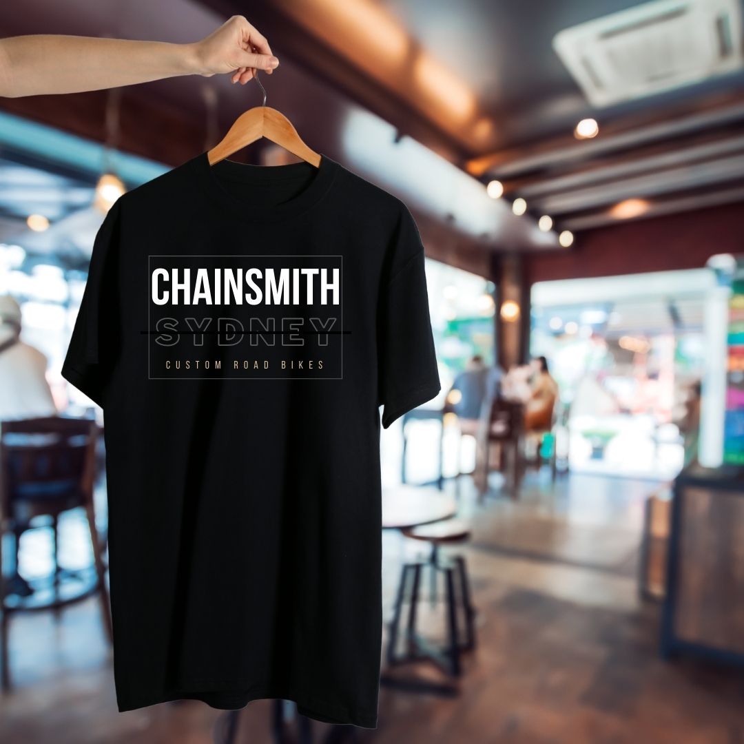 CHAINSMITH CUSTOMISED T-SHIRT ACCESSORY CYCLIGN SYDNEY AUSTRALIA BIKE SHOP