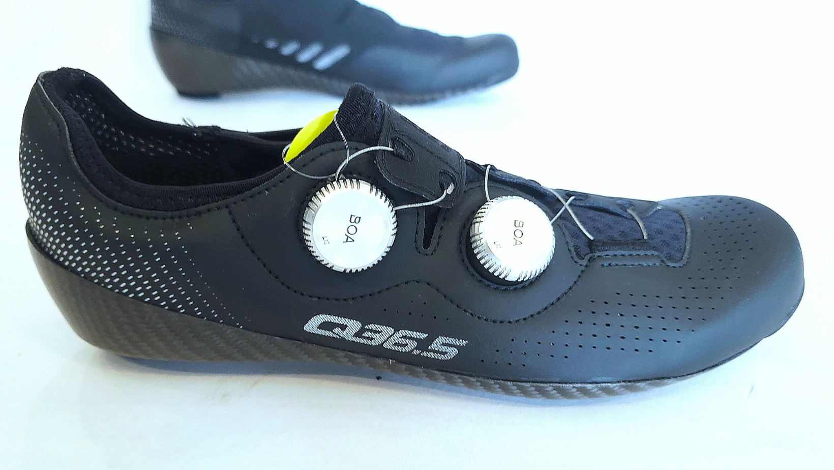 Detail of dual BOA dial system on Q36.5 Unique Pro shoes providing precise fit for Australian road cyclists