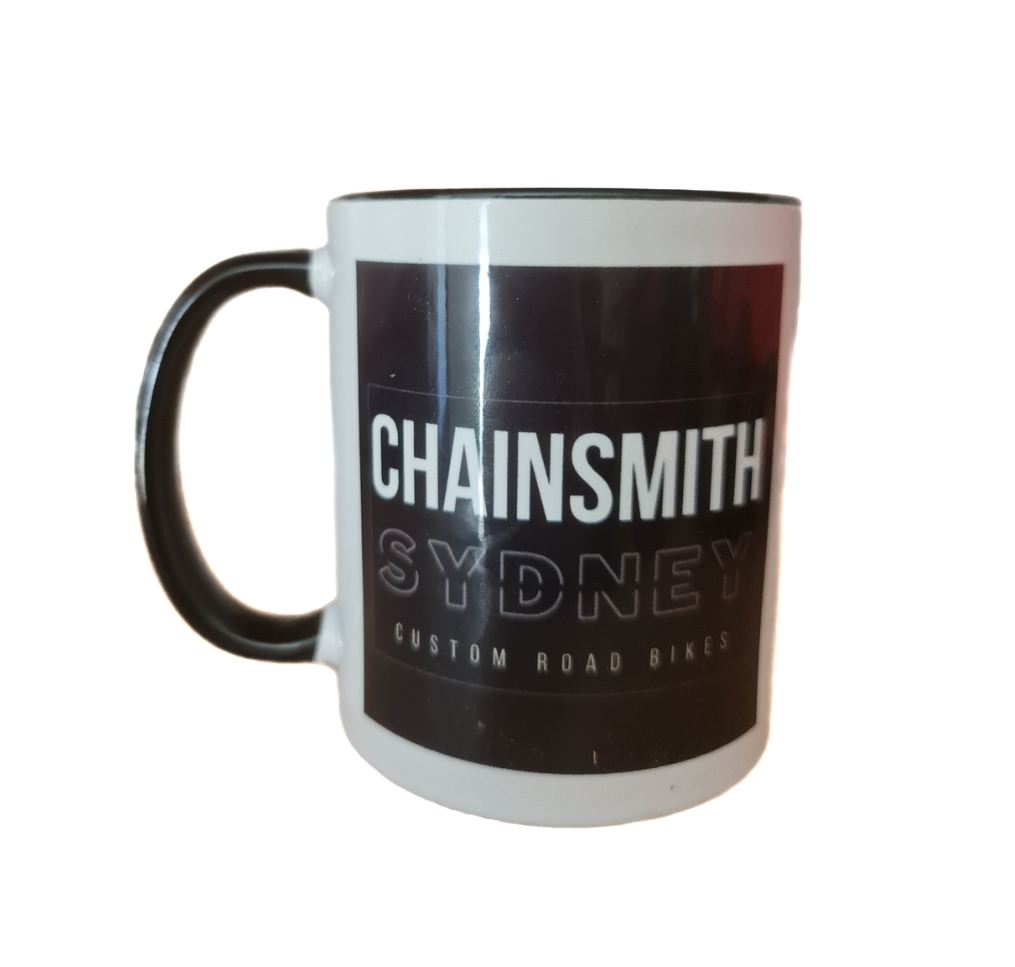 cycling mug branded with Chainsmith