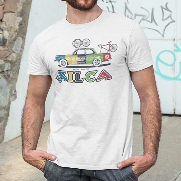 SILCA 1972 BMW 2002 TEAM CAR T-SHIRT - HARLEQUIN MEDIUM ACCESSORY CYCLING SYDNEY AUSTRALIA BIKE SHOP