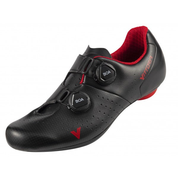Red and black cycling shoes deals