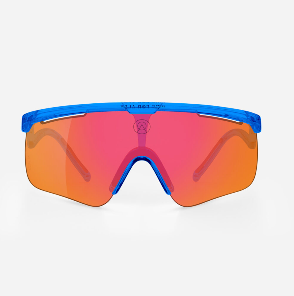 Alba Optics DELTA Blue Glossy cycling sunglasses with VZUM F-LENS FIRE photochromic lens front view