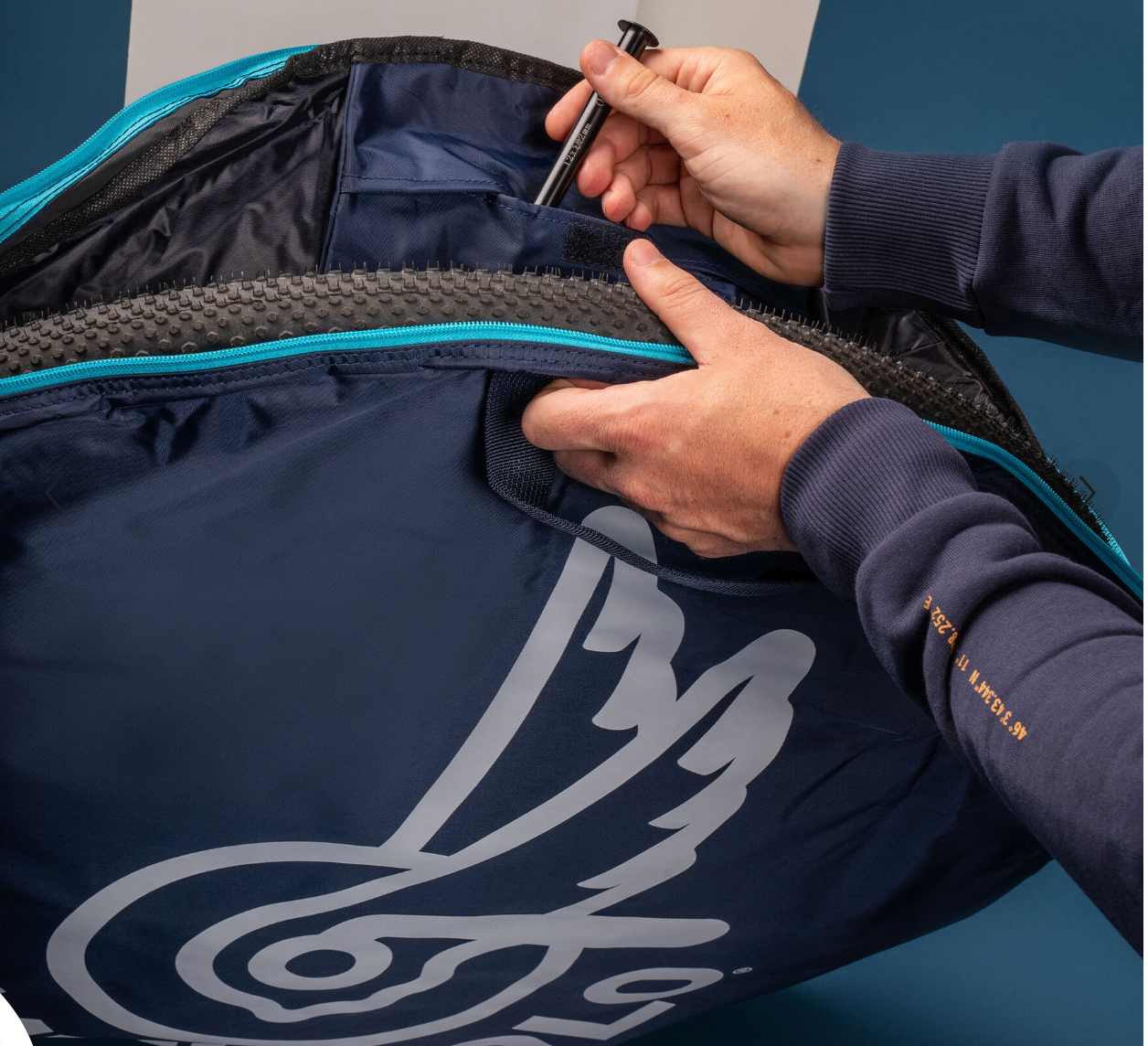 Campagnolo Wheel Bag equipped with internal pockets for accessories, providing organized transport and storage for road bike wheels and related gear
