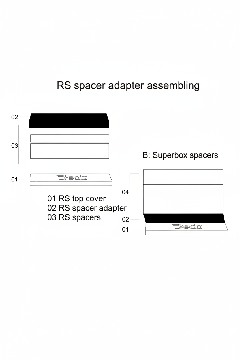 Diagram of RS spacer adapter assembling with labeled parts on a white background