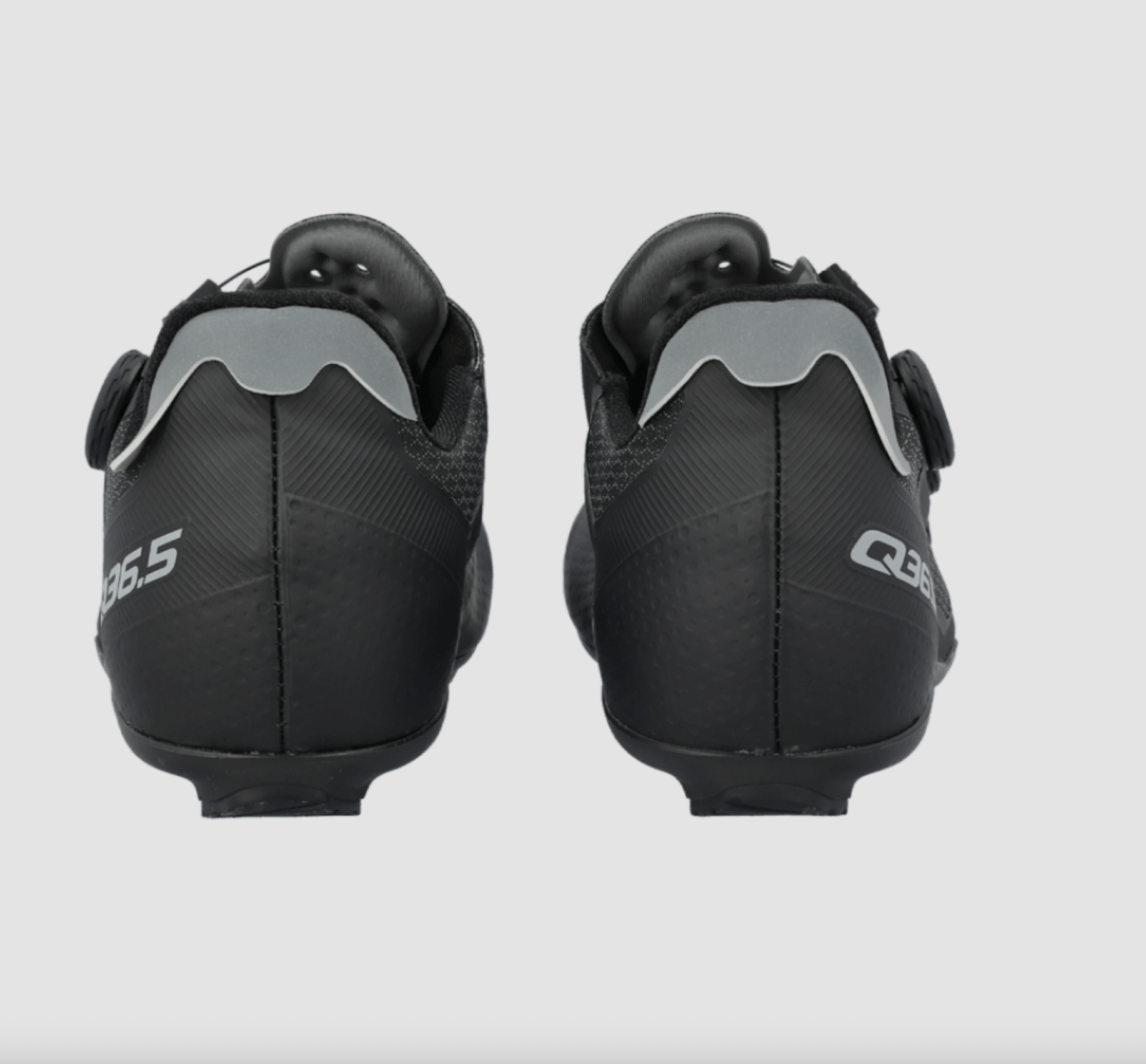 Rear profile of Q36.5 Gregarius Road cycling shoes in black