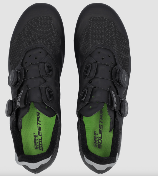 Q36.5 Gregarius Road Shoes Black side profile showing dual BOA closure system
