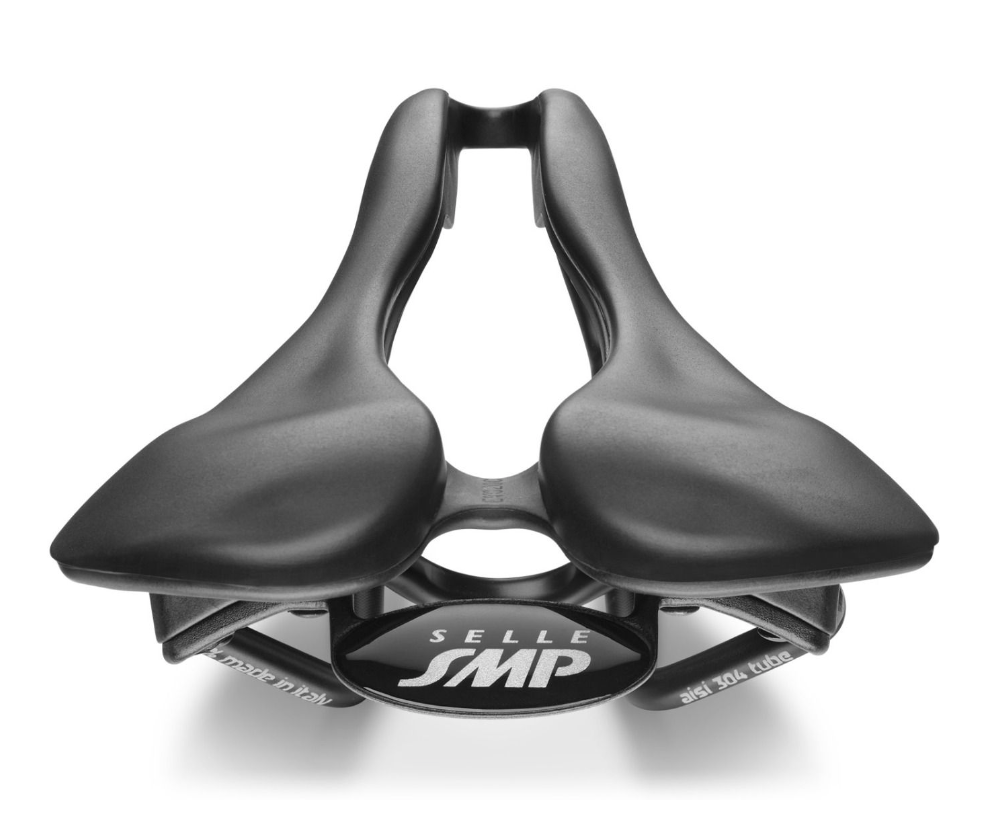 Rear view of SMP EVO 20C Narrow saddle highlighting ergonomic rear support
