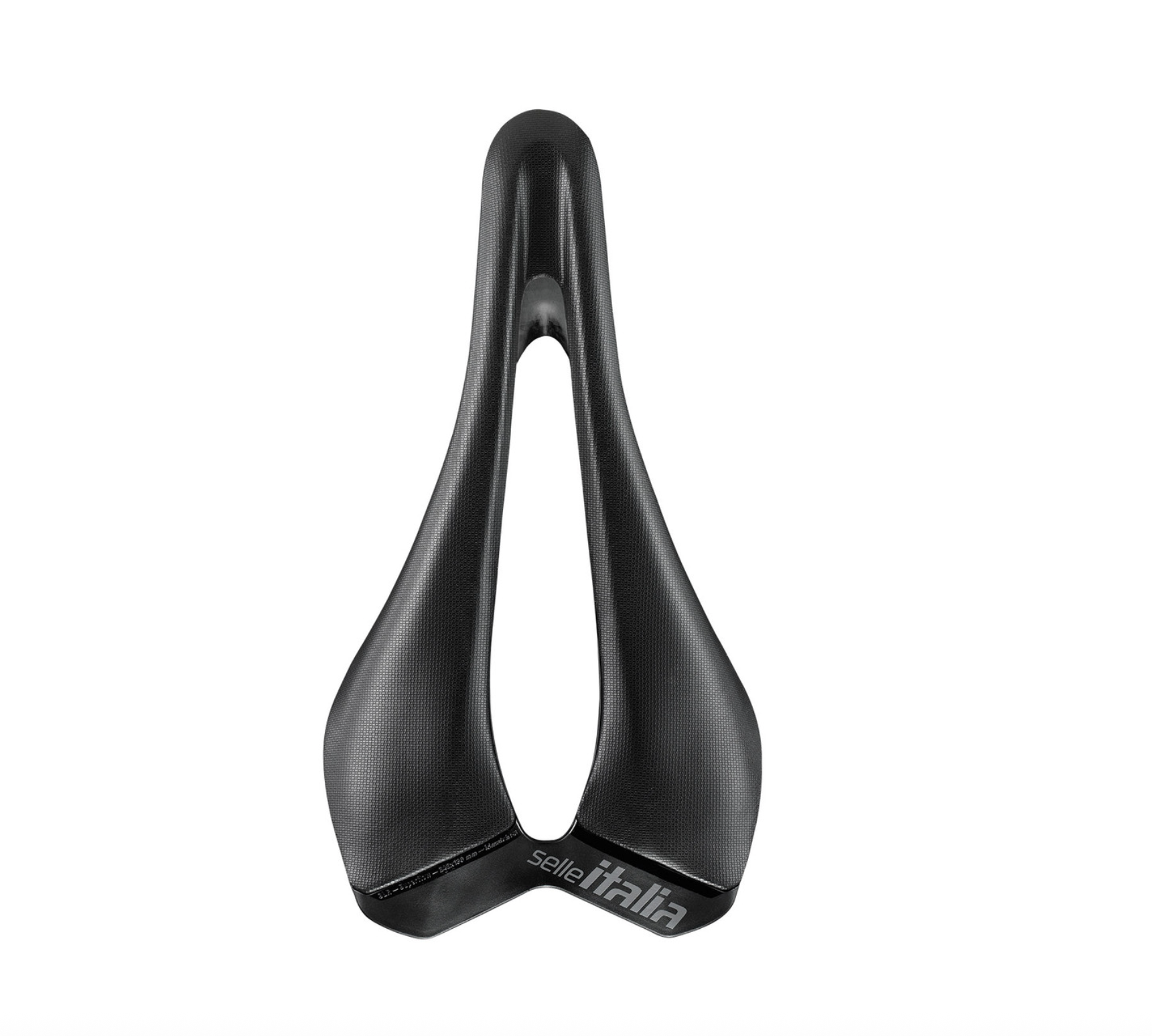 Selle Italia SLR Racing Replica Carbon saddle top view showing minimalist padding and Superflow cut-out