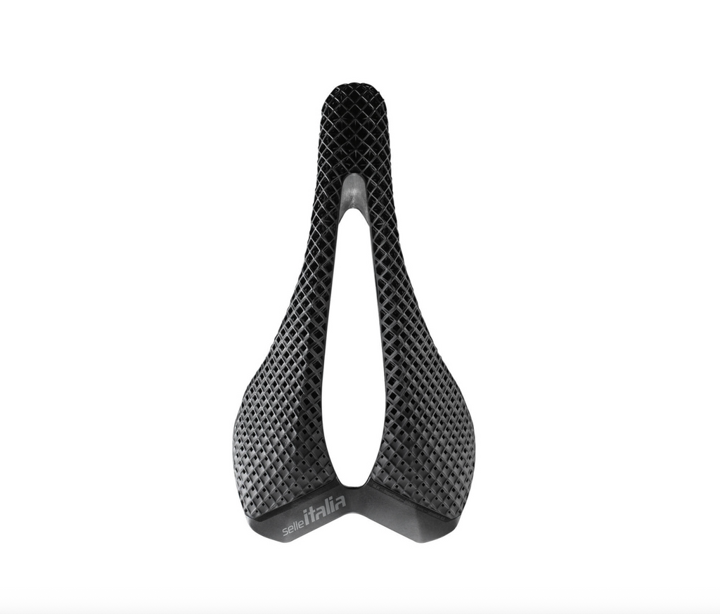 Black bicycle saddle with 'Selle Italia' Carbon 3d molded 
