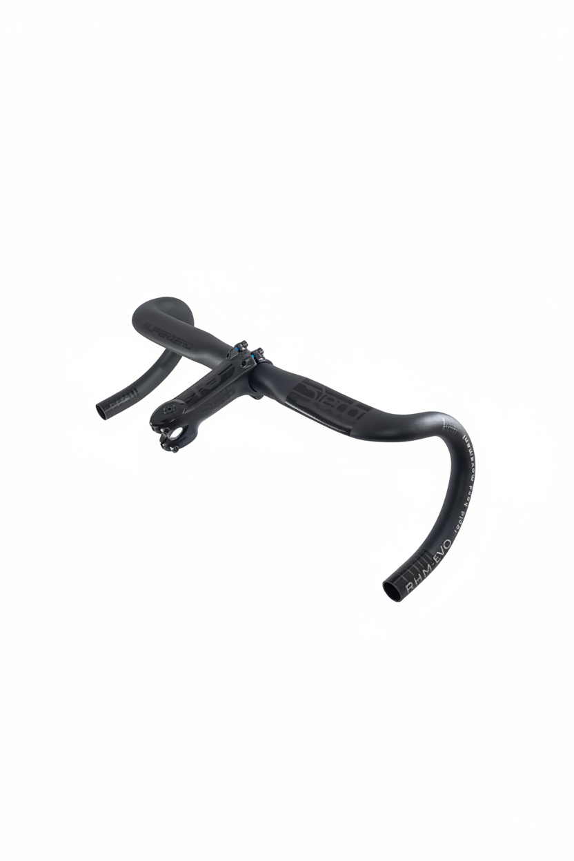 Black bicycle handlebar with 'Deda' branding on a white background