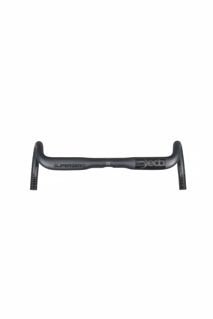 Black deda gravel bicycle handlebar with 'Superzero' branding on a white background