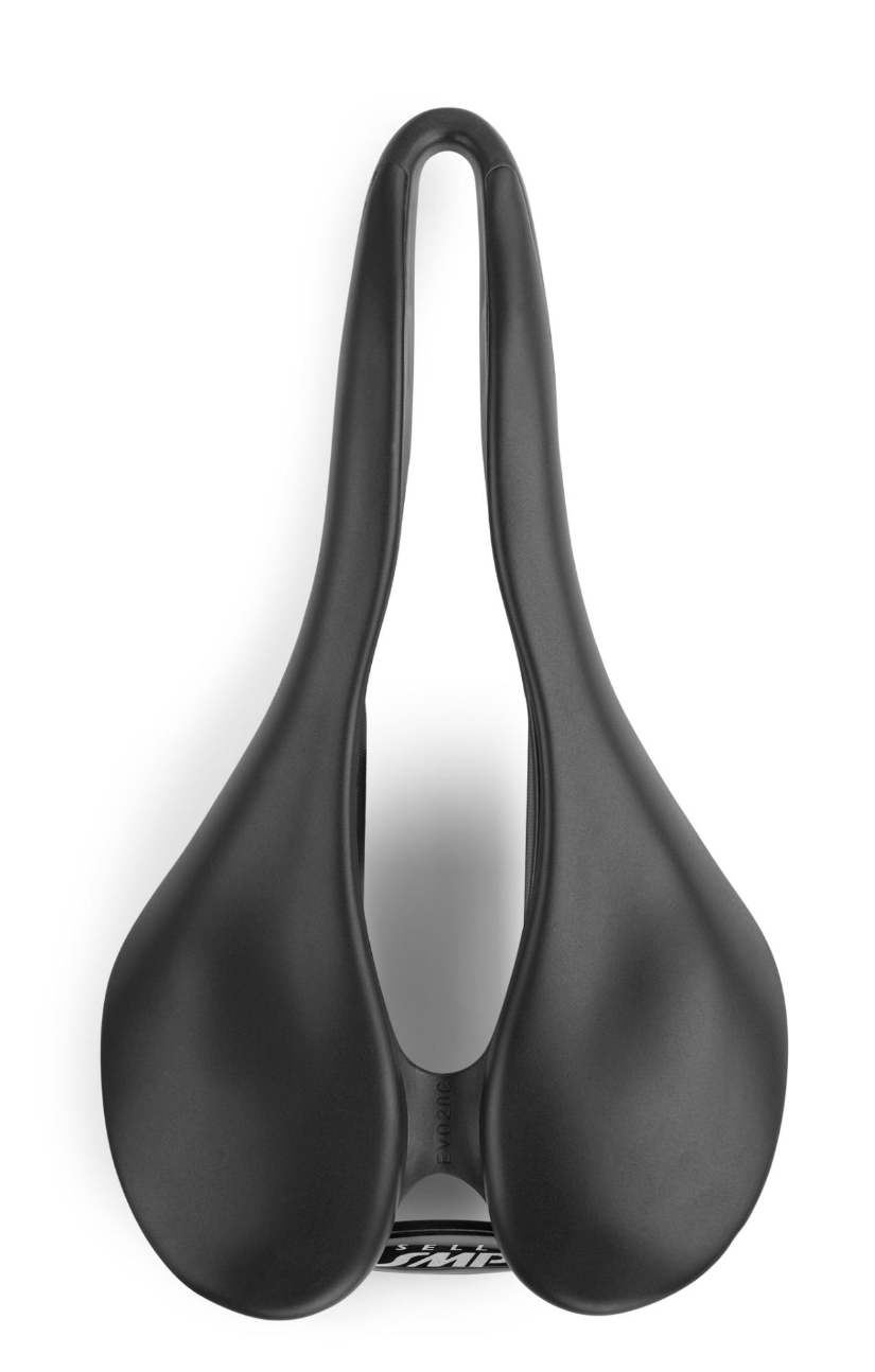 Selle SMP EVO 20C Narrow saddle top view showing wide central channel