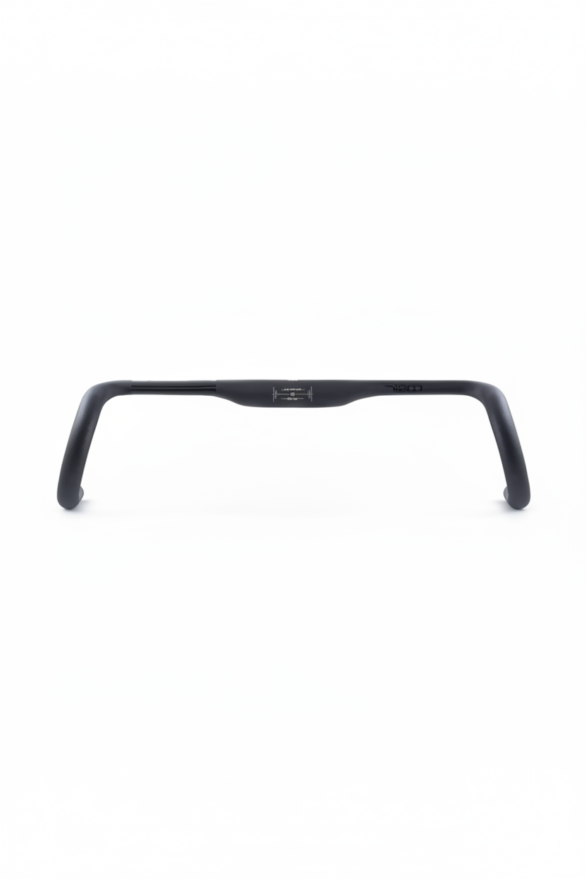 Black bicycle handlebar on a white background