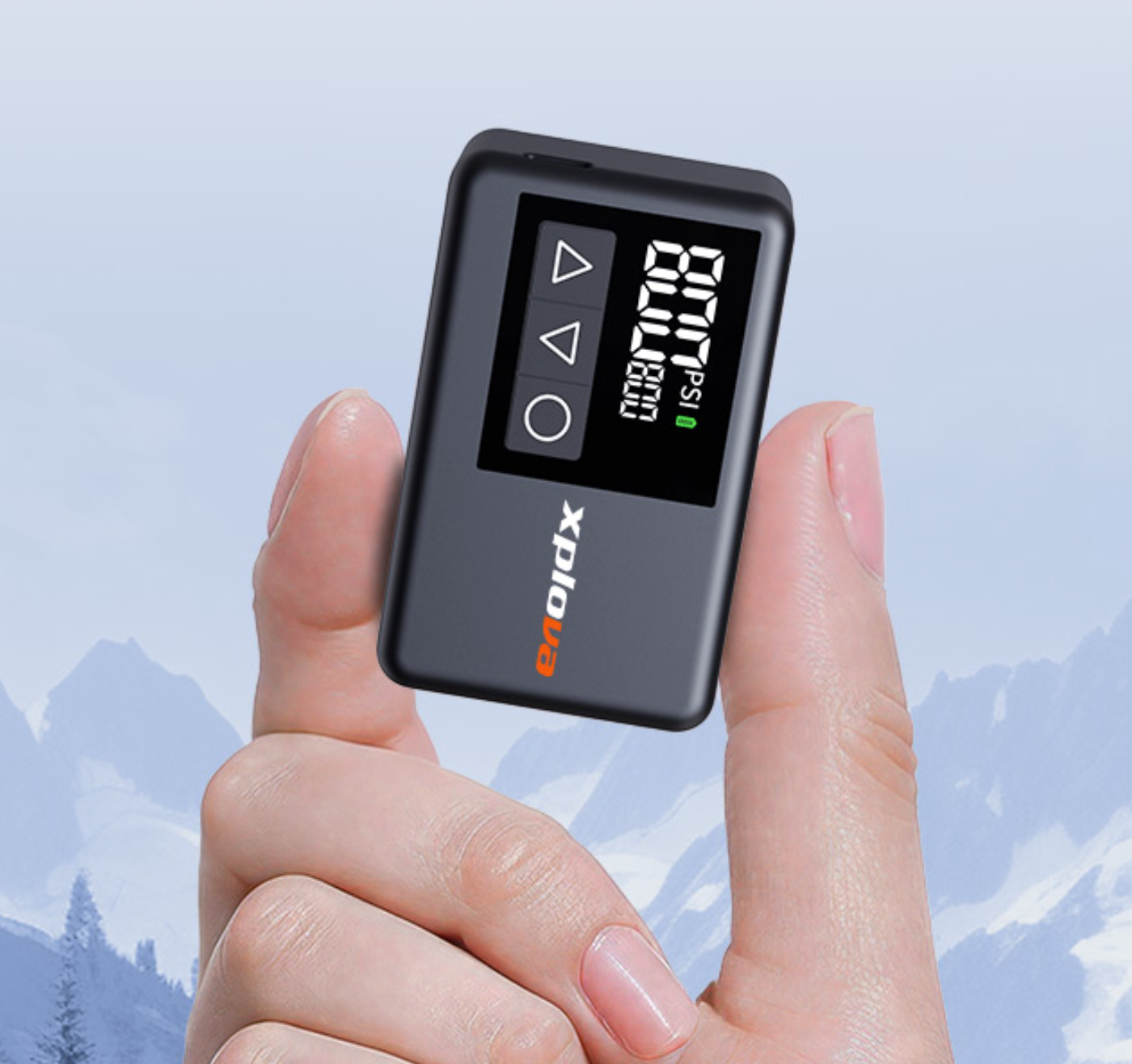 Compact Design of Xplova MP1 Pump in Cyclist's Hand