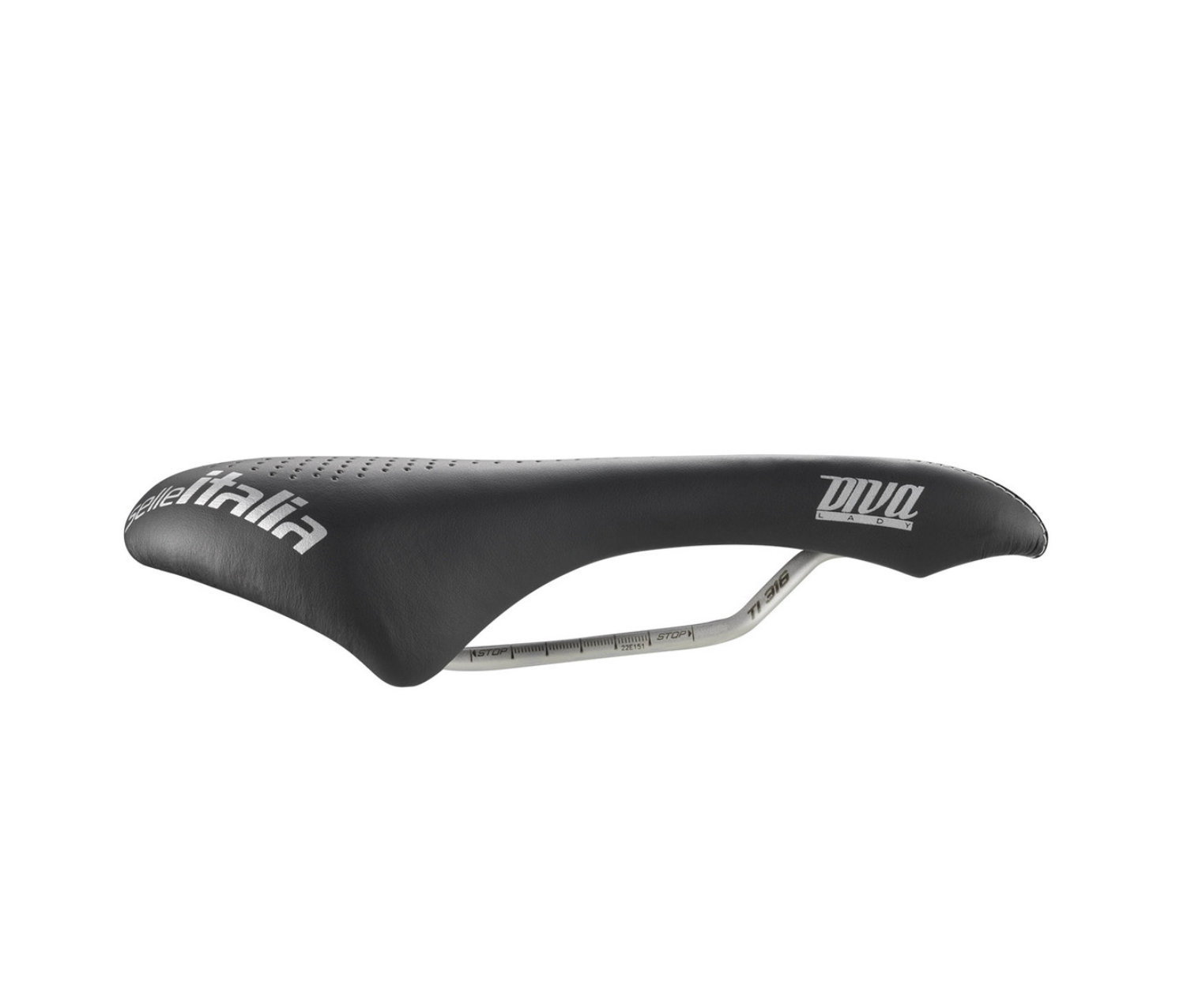 Side view of Selle Italia Diva Gel saddle showing gel padding