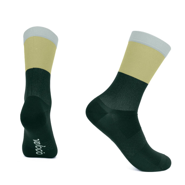 VELOCIO SOCKS TRICOLOR SIGNATURE LIGHT OLIVE CYCLING SYDNEY AUSTRALIA BIKE SHOP