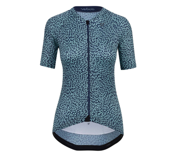 VELOCIO SUMMER ULTRALIGHT FLORA WOMENS JERSEY NAVY/MINT CYCLING SYDNEY AUSTRALIA BIKE SHOP