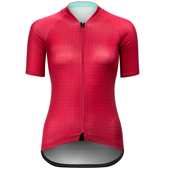 VELOCIO WOMENS JERSEY ULTRALIGHT GRID DOT RASPBERRY CYCLING SYDNEY AUSTRALIA BIKE SHOP